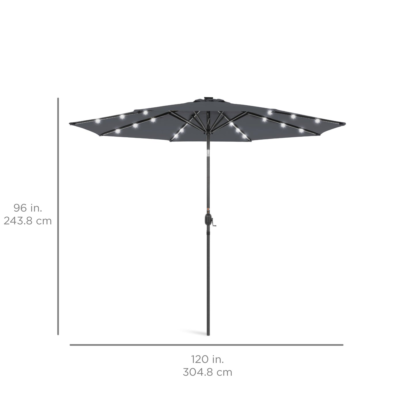 Solar LED Lighted Patio Umbrella w/ Tilt Adjustment, UV-Resistant - 10ft