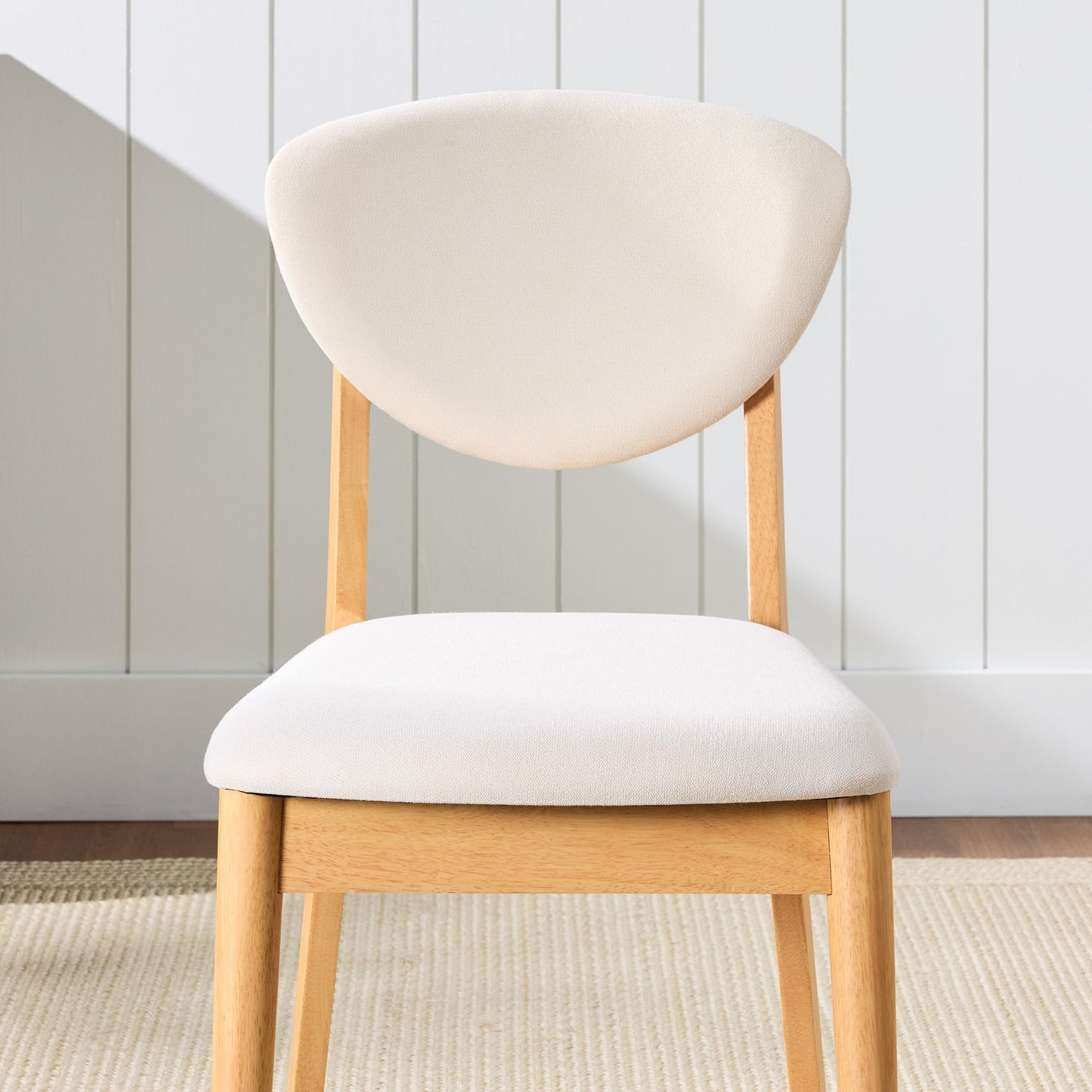 2-Piece Mid-Century Modern Wood &Upholstered Dining Chair Set