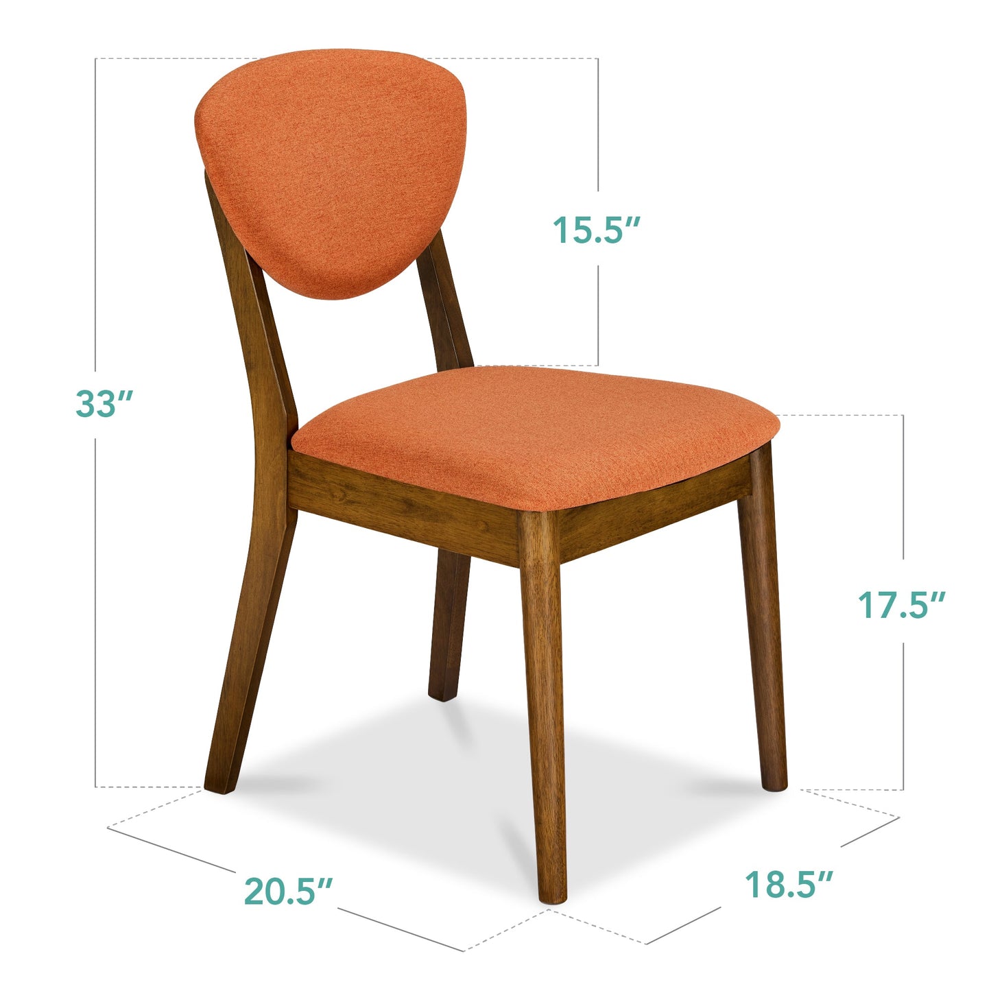 2-Piece Mid-Century Modern Wood &Upholstered Dining Chair Set