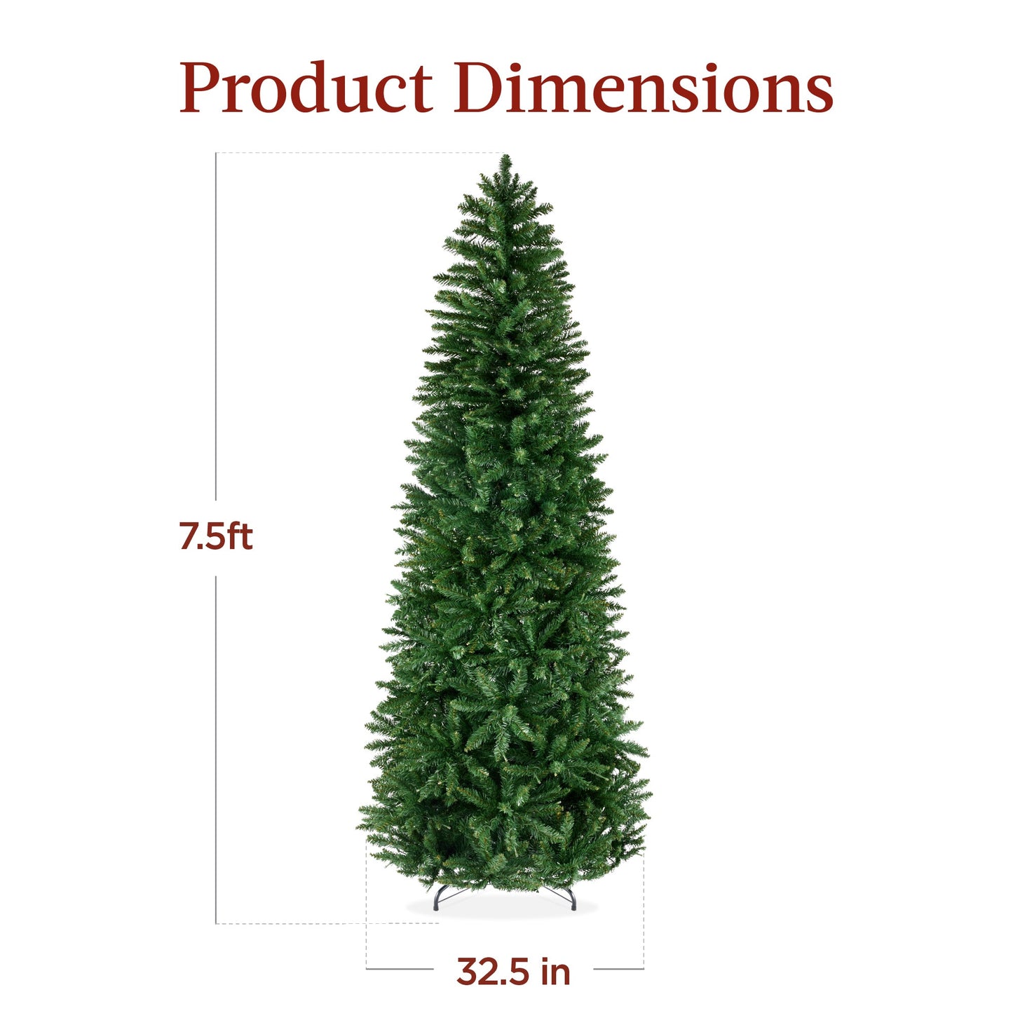 Unlit Spruce Pencil Christmas Tree w/ Folding Metal Base