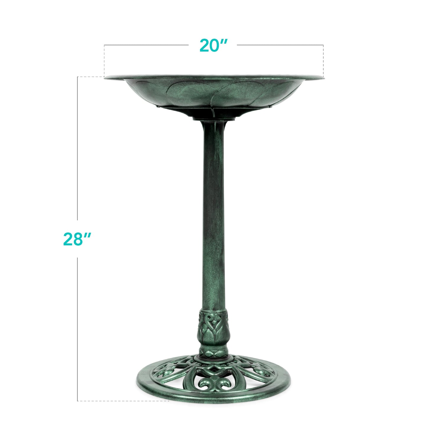 Vintage Outdoor Garden Bird Bath w/ Fleur-de-Lis Accents