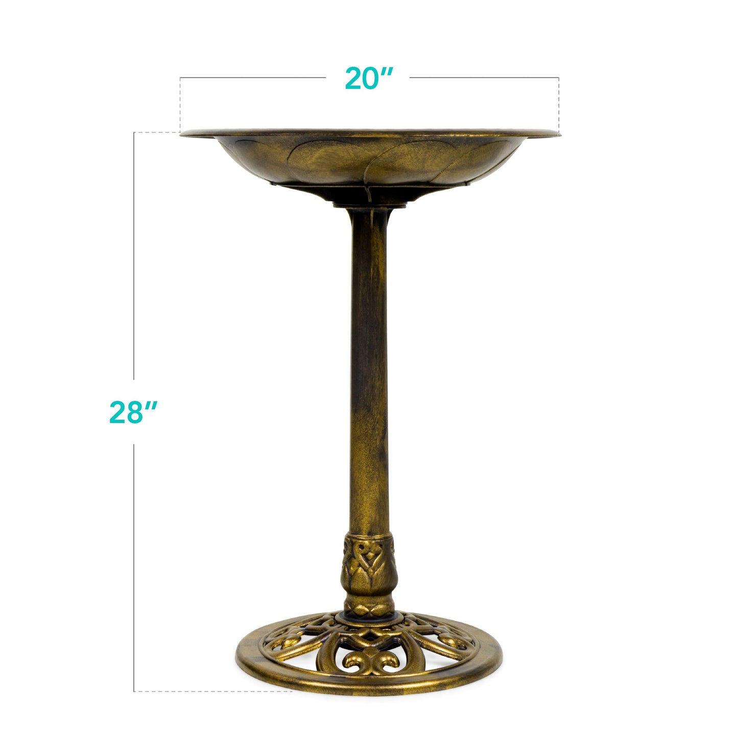 Vintage Outdoor Garden Bird Bath w/ Fleur-de-Lis Accents