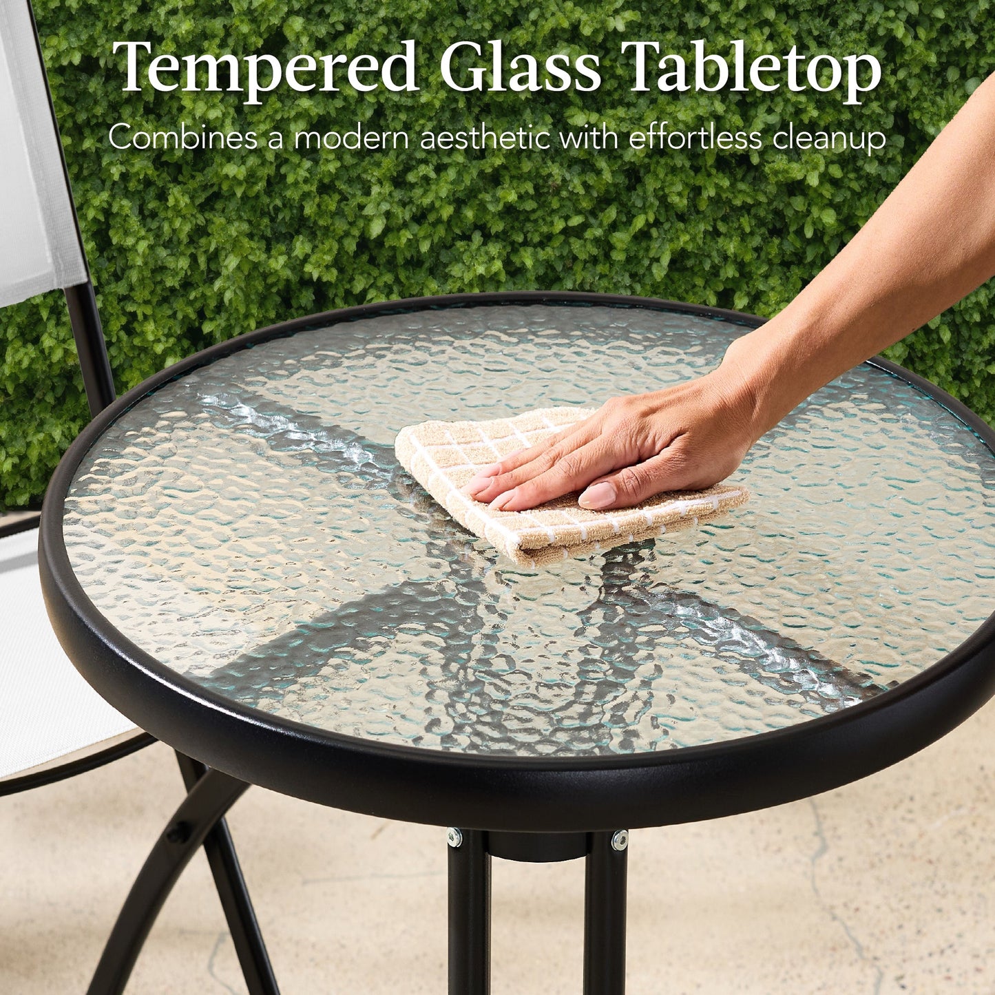 3-Piece Bistro Set w/ Glass Table, 2 Foldable Chairs