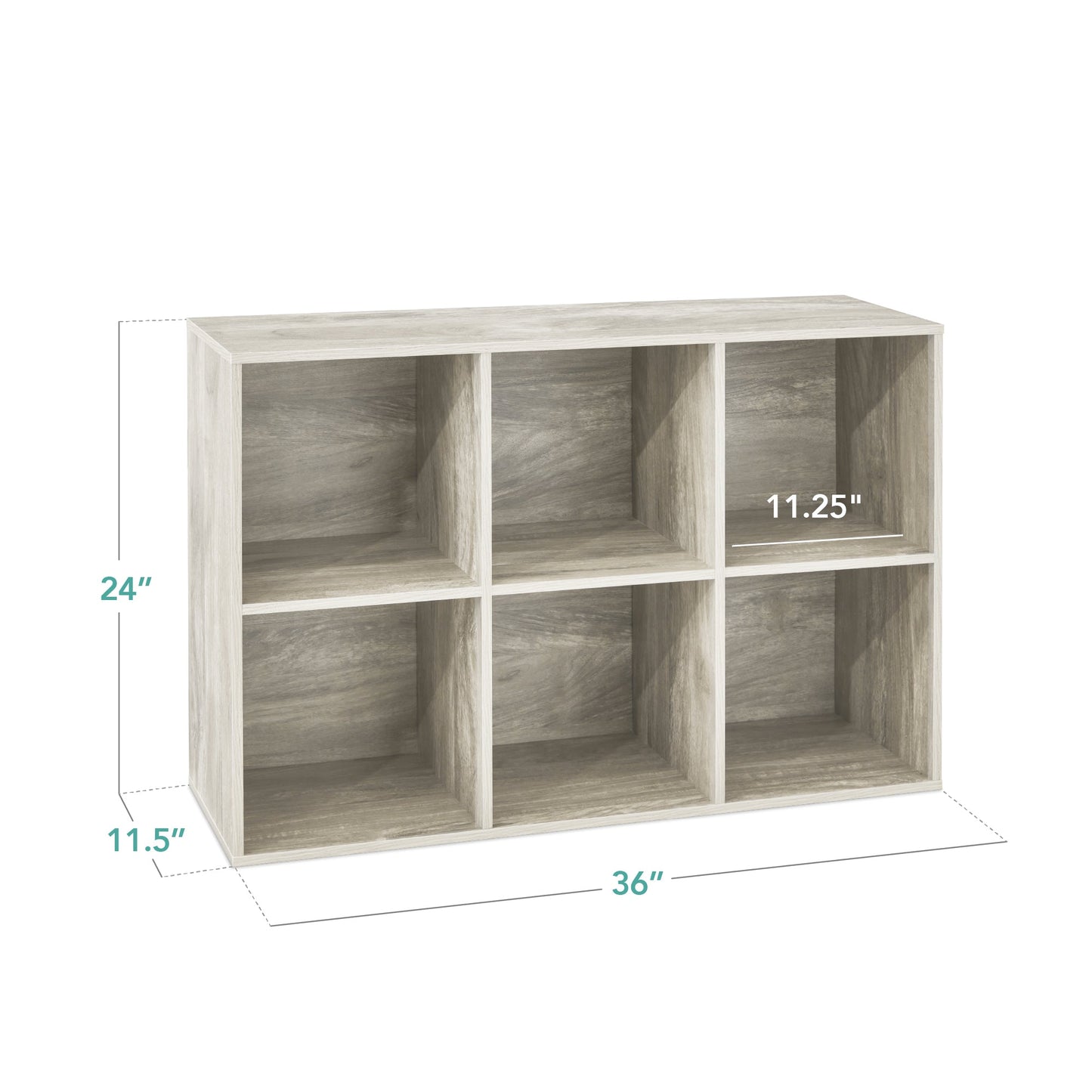 6-Cube Bookshelf, 11in Storage Display w/ Removable Panels, Customizable