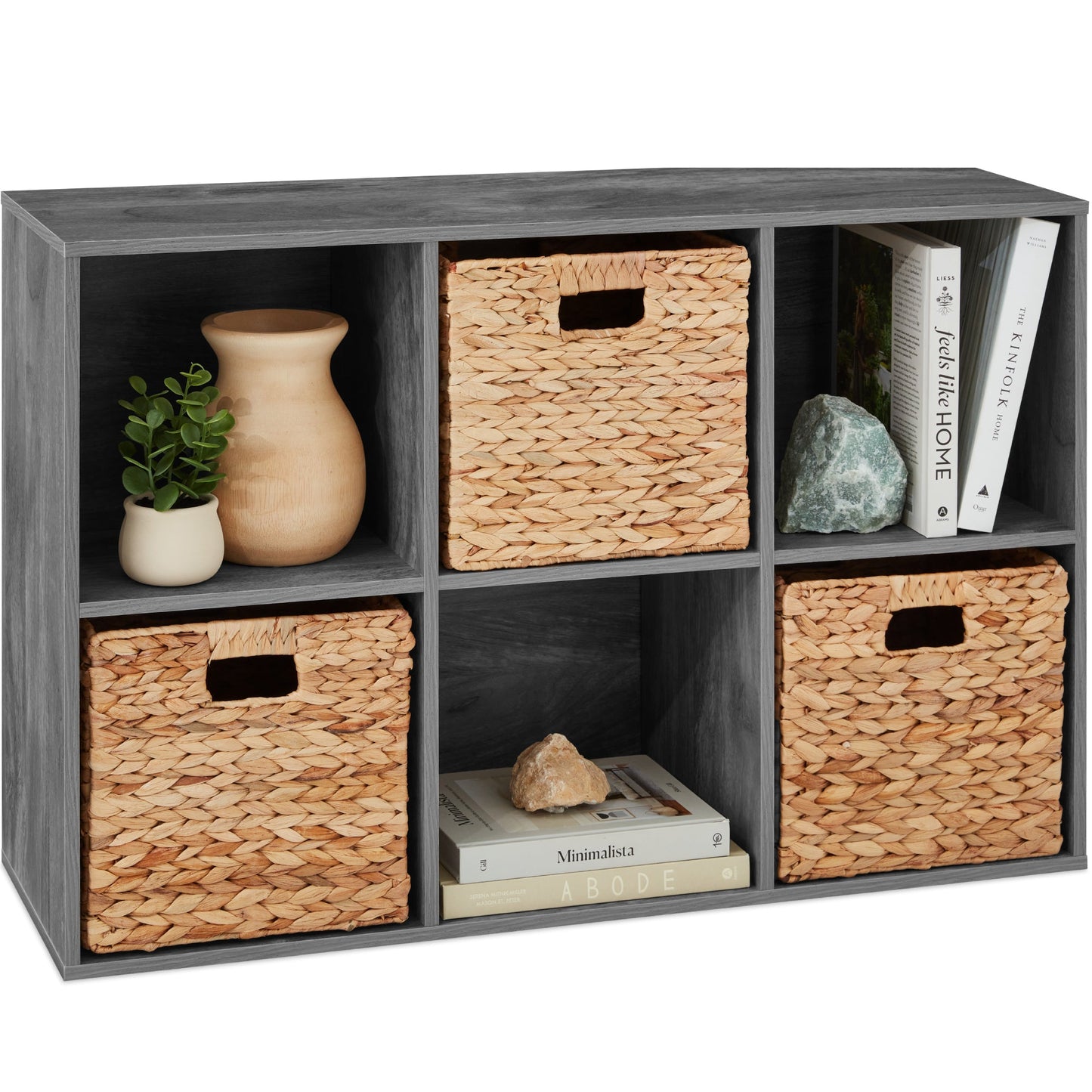 6-Cube Bookshelf, 11in Storage Display w/ Removable Panels, Customizable