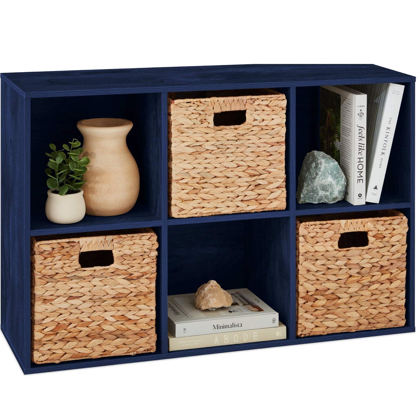 6-Cube Bookshelf, 11in Storage Display w/ Removable Panels, Customizable