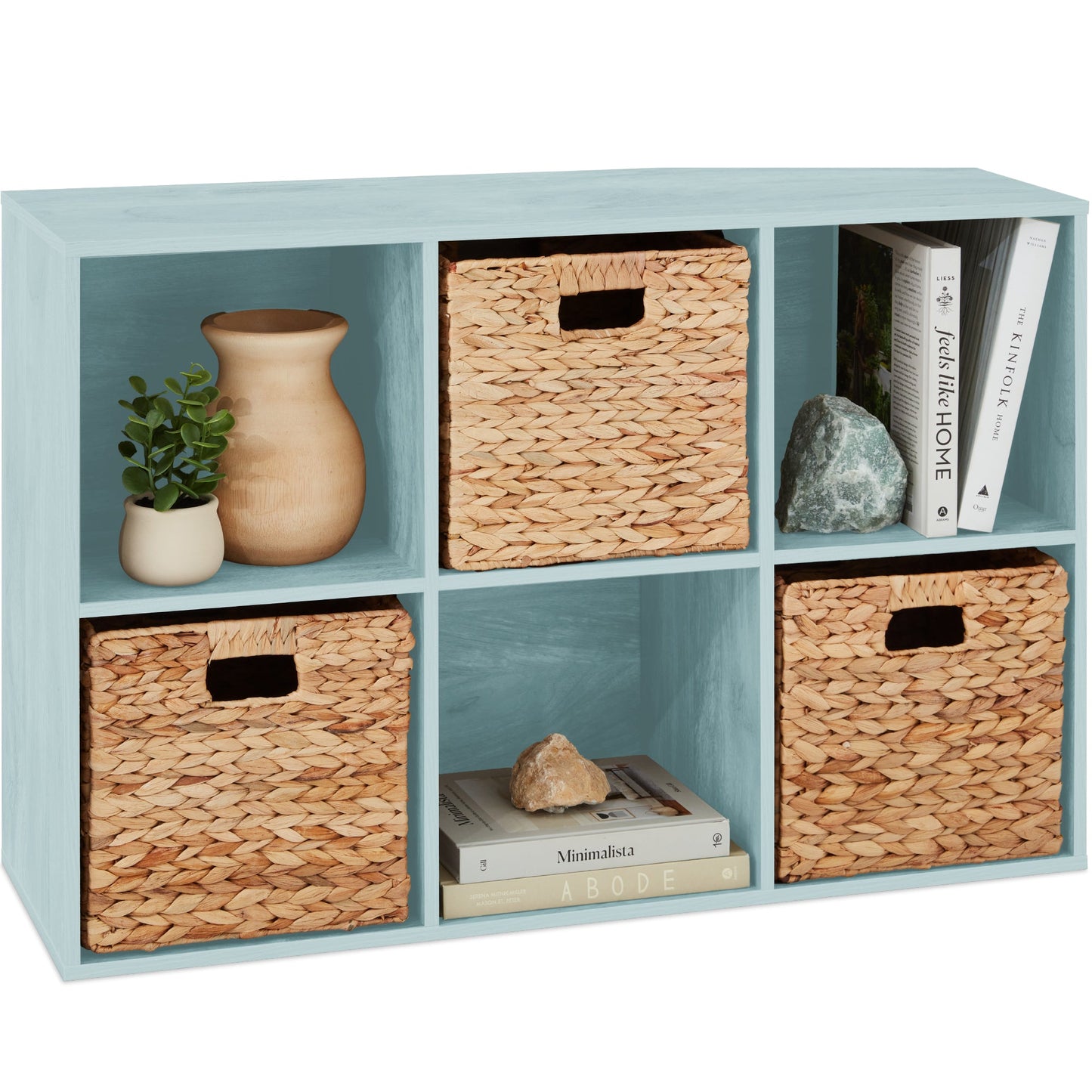6-Cube Bookshelf, 11in Storage Display w/ Removable Panels, Customizable