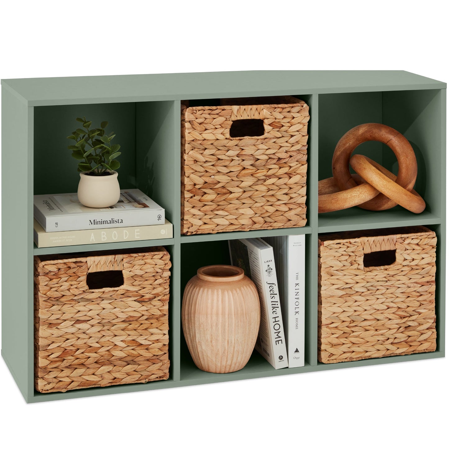 6-Cube Bookshelf, 11in Storage Display w/ Removable Panels, Customizable