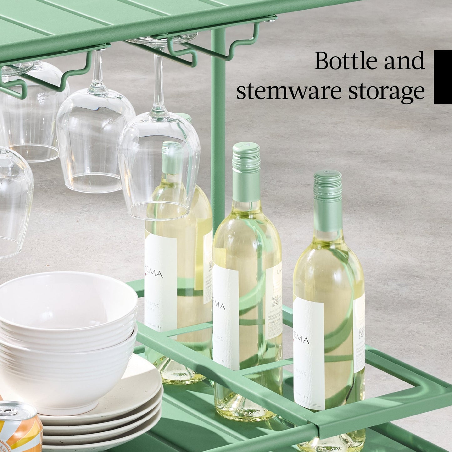 2-Tier Rolling Bar Cart Indoor/Outdoor w/ Shelves, Wine Rack, Locking Wheels