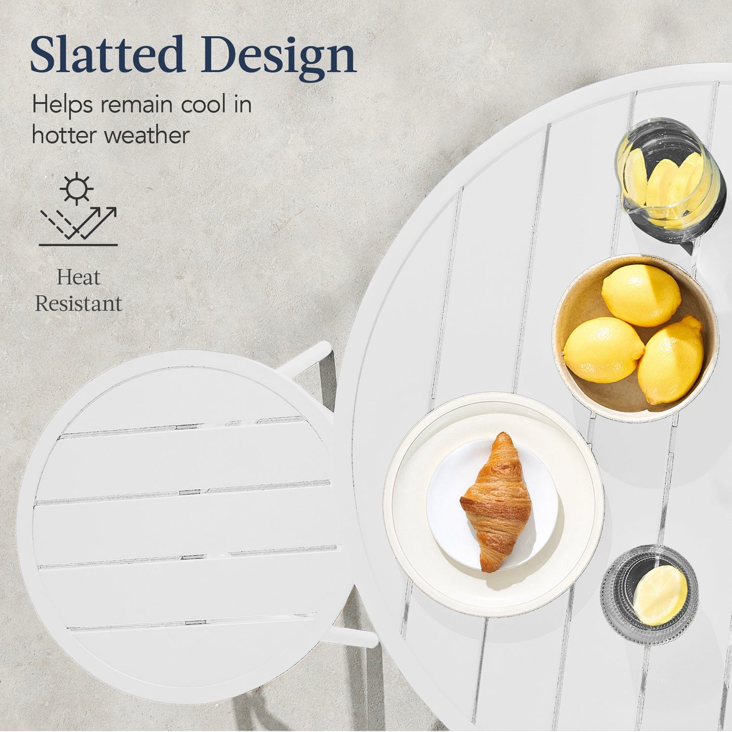 3-Piece Patio Bar Height Bistro Set w/ Backless Stools, Slatted Design