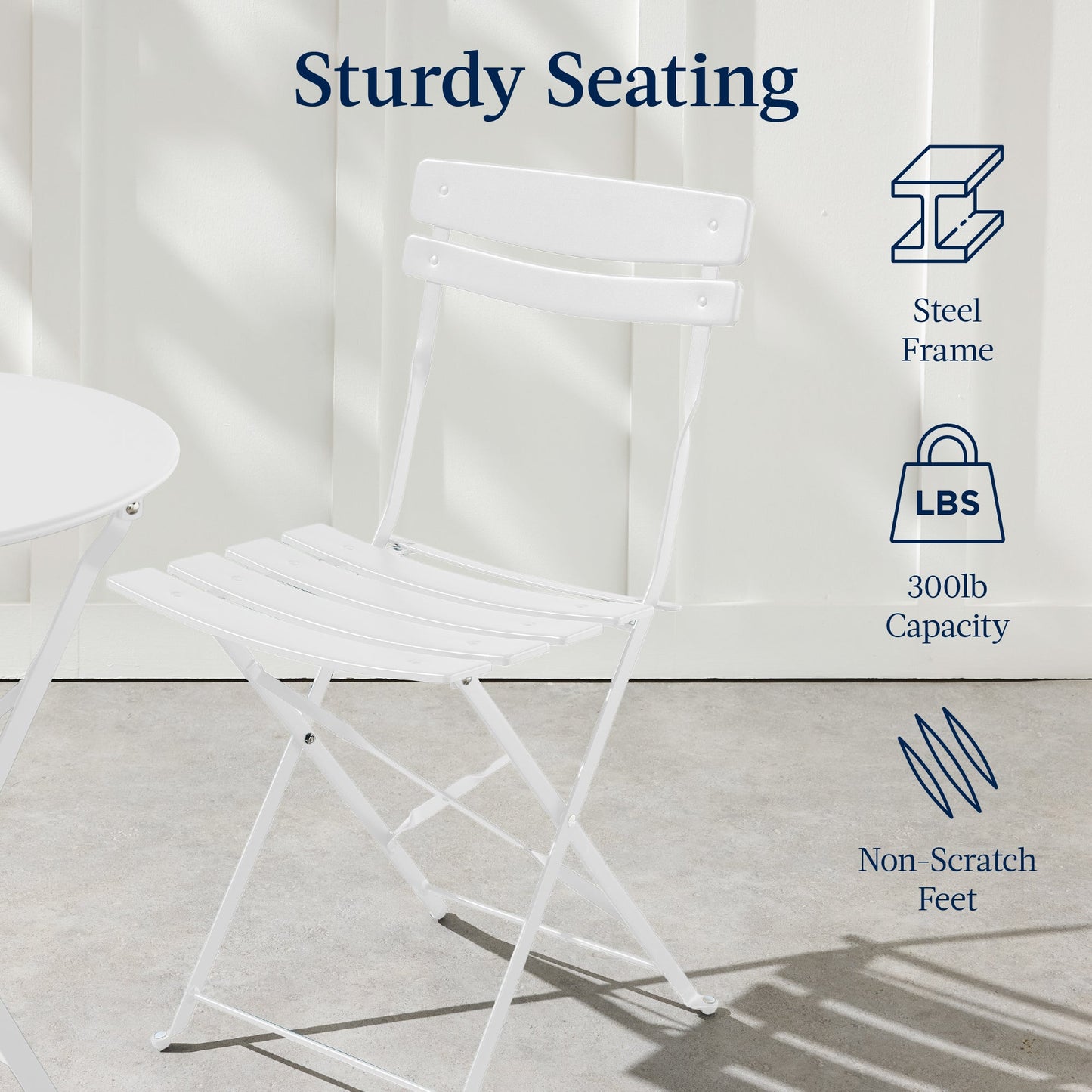 3-Piece Small Folding Patio Bistro Set w/ 2 Chairs