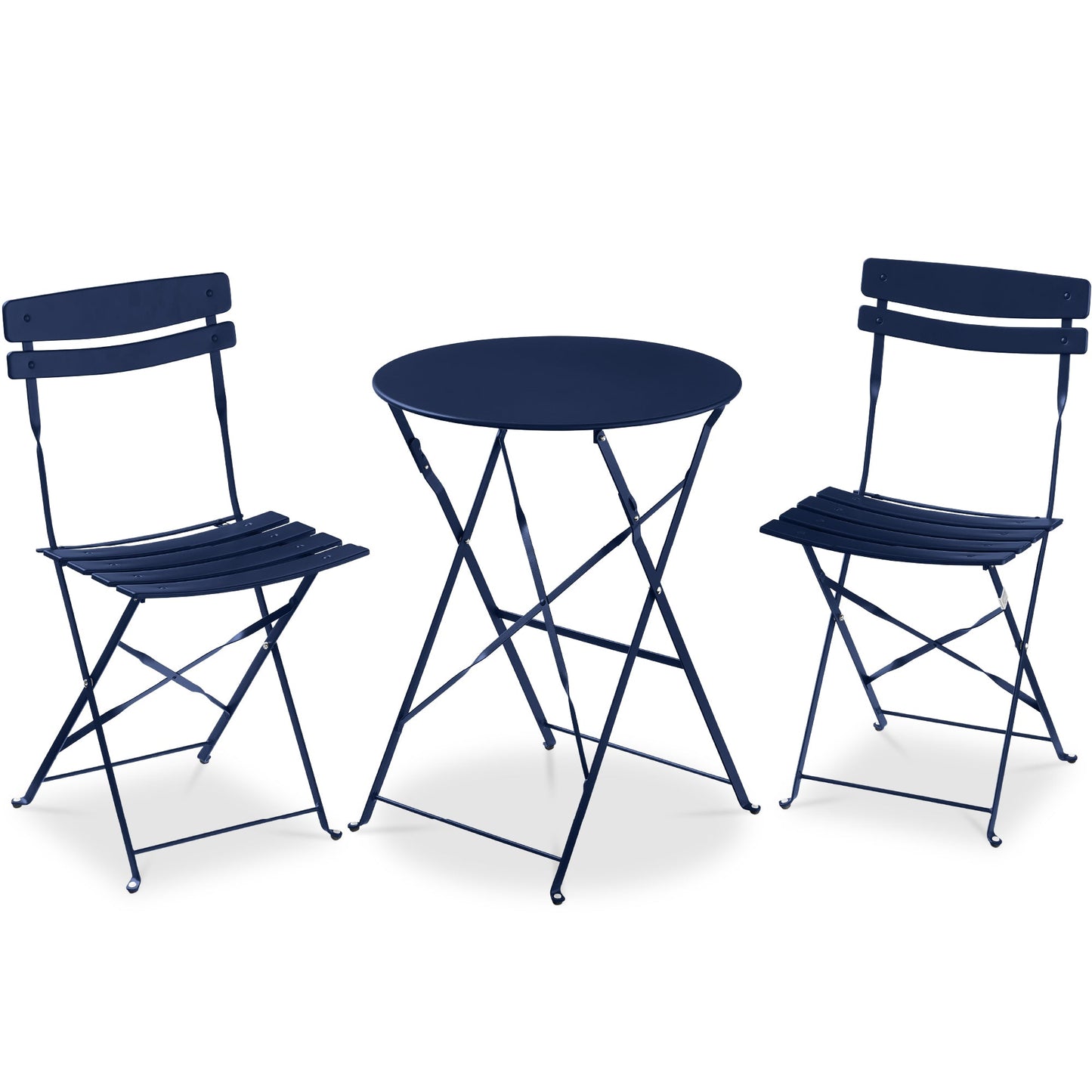3-Piece Small Folding Patio Bistro Set w/ 2 Chairs
