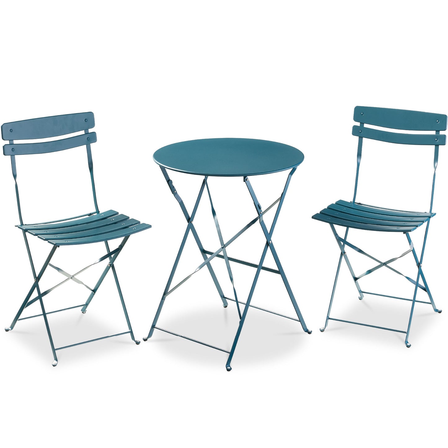 3-Piece Small Folding Patio Bistro Set w/ 2 Chairs