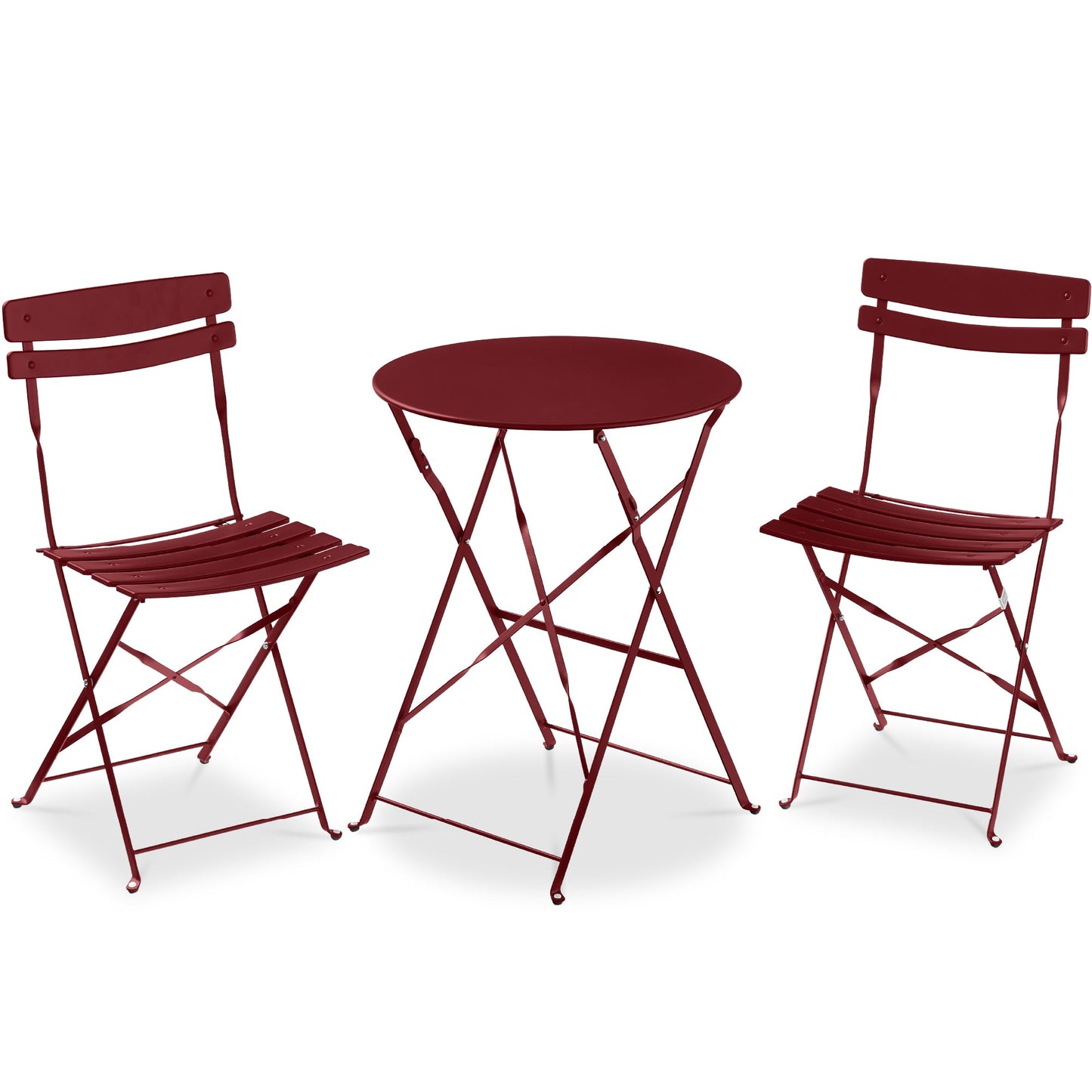 3-Piece Small Folding Patio Bistro Set w/ 2 Chairs