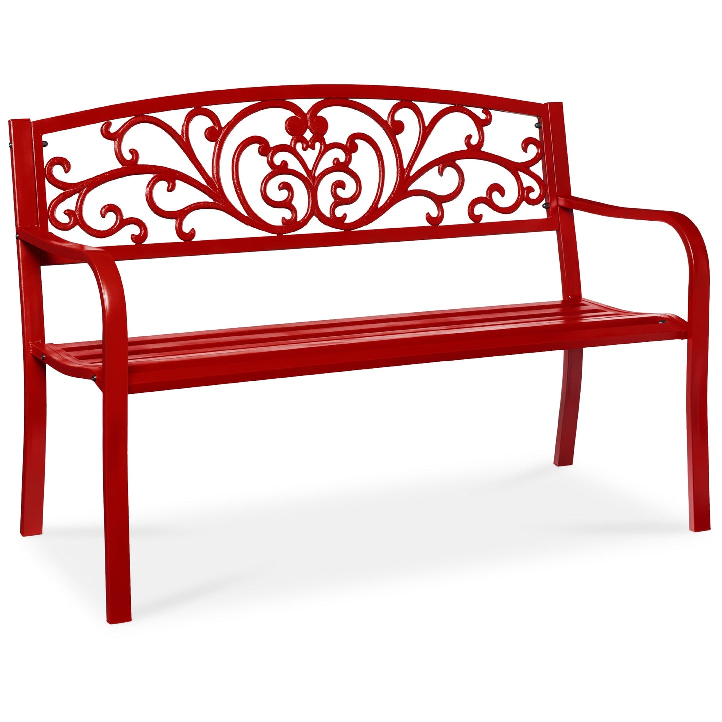 Steel Bench for Outdoor, Patio, Garden w/ Floral Design - 50in