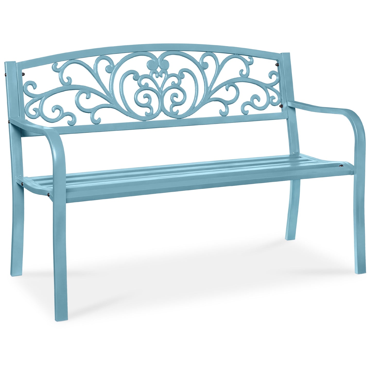 Steel Bench for Outdoor, Patio, Garden w/ Floral Design - 50in