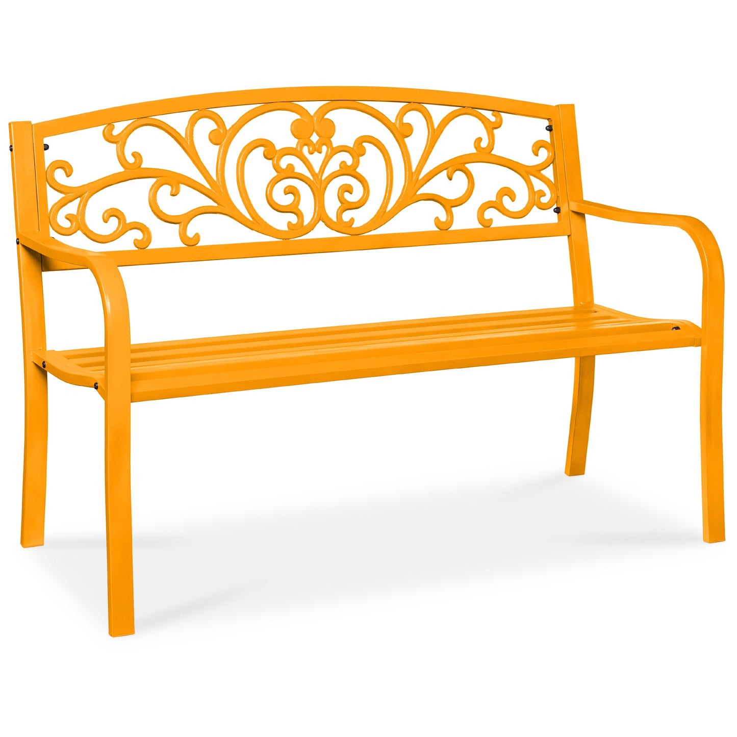 Steel Bench for Outdoor, Patio, Garden w/ Floral Design - 50in