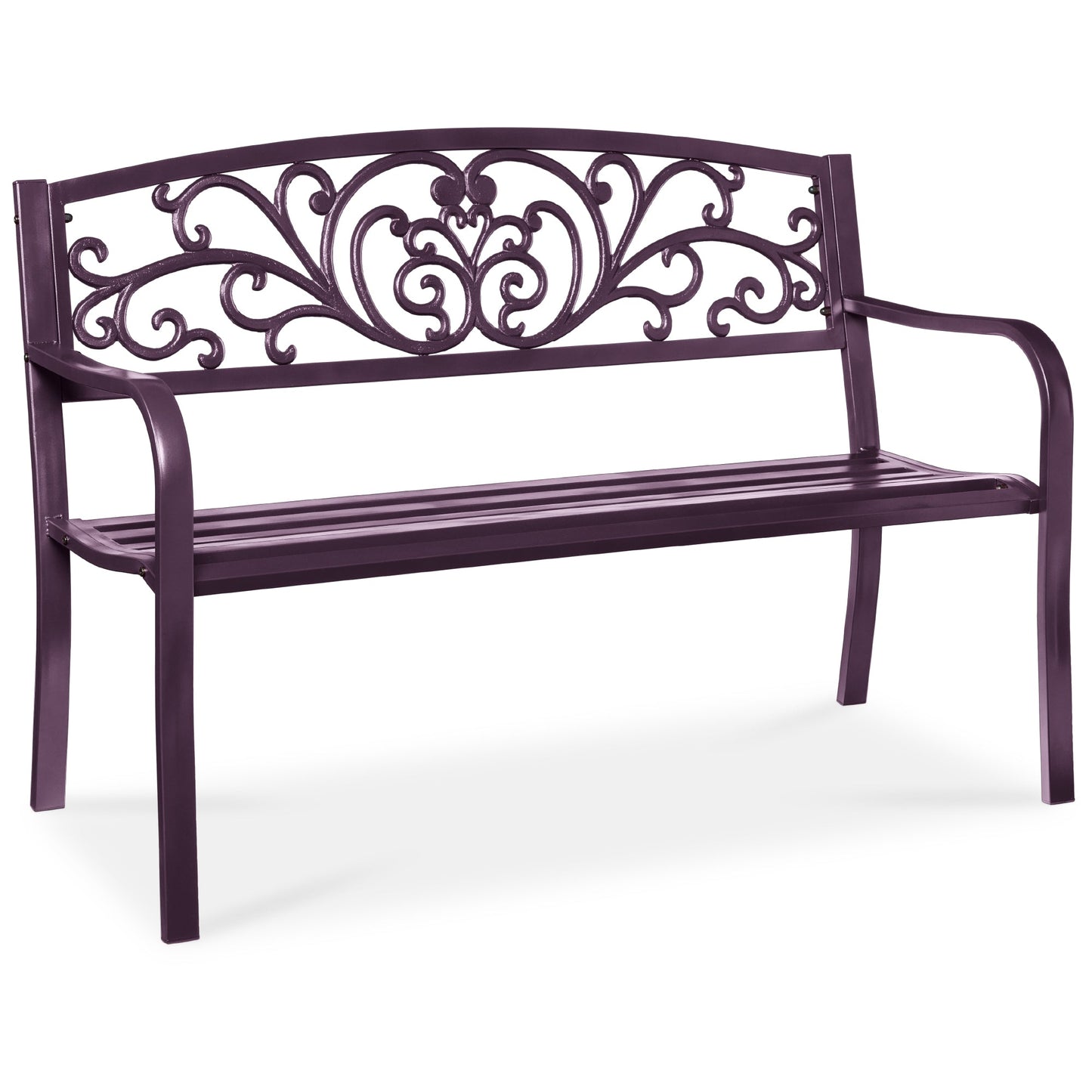 Steel Bench for Outdoor, Patio, Garden w/ Floral Design - 50in