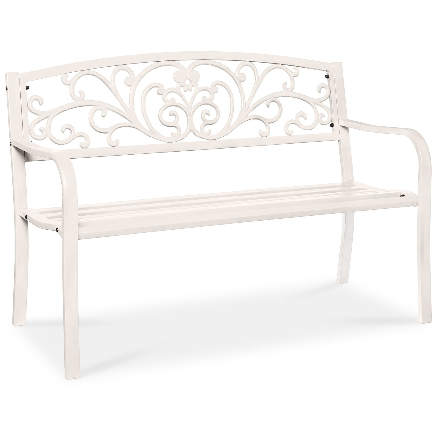 Steel Bench for Outdoor, Patio, Garden w/ Floral Design - 50in
