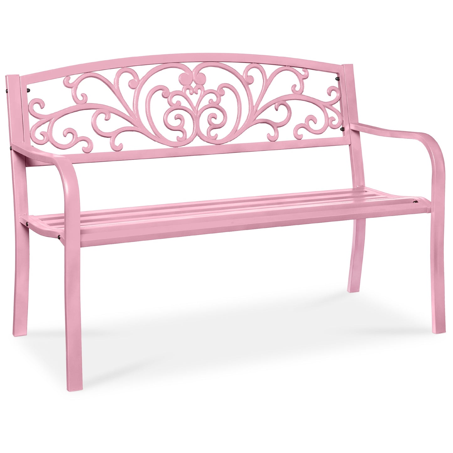 Steel Bench for Outdoor, Patio, Garden w/ Floral Design - 50in