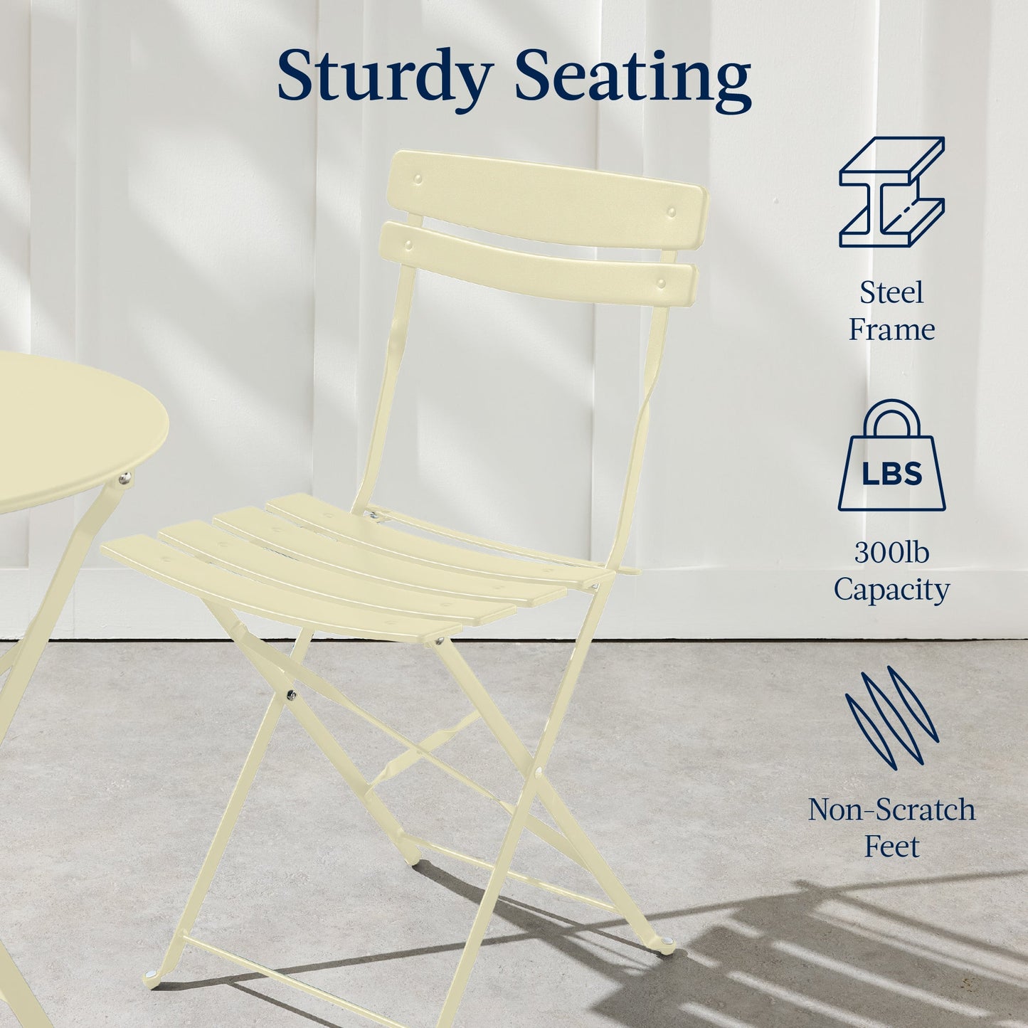 3-Piece Small Folding Patio Bistro Set w/ 2 Chairs