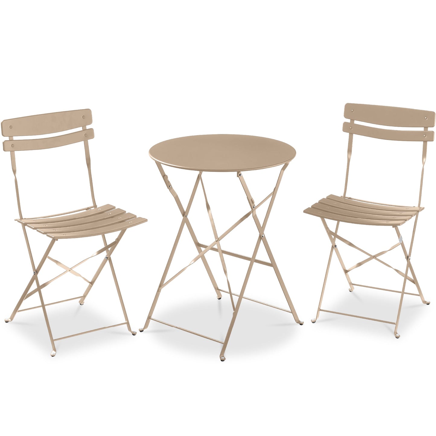 3-Piece Small Folding Patio Bistro Set w/ 2 Chairs