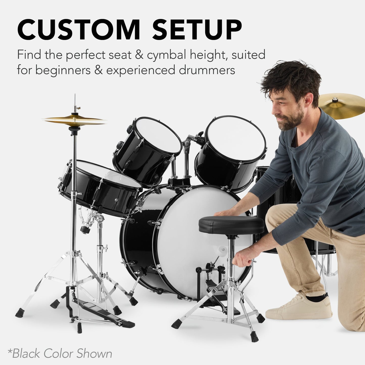 5-Piece Full Size Drum Set For Adults