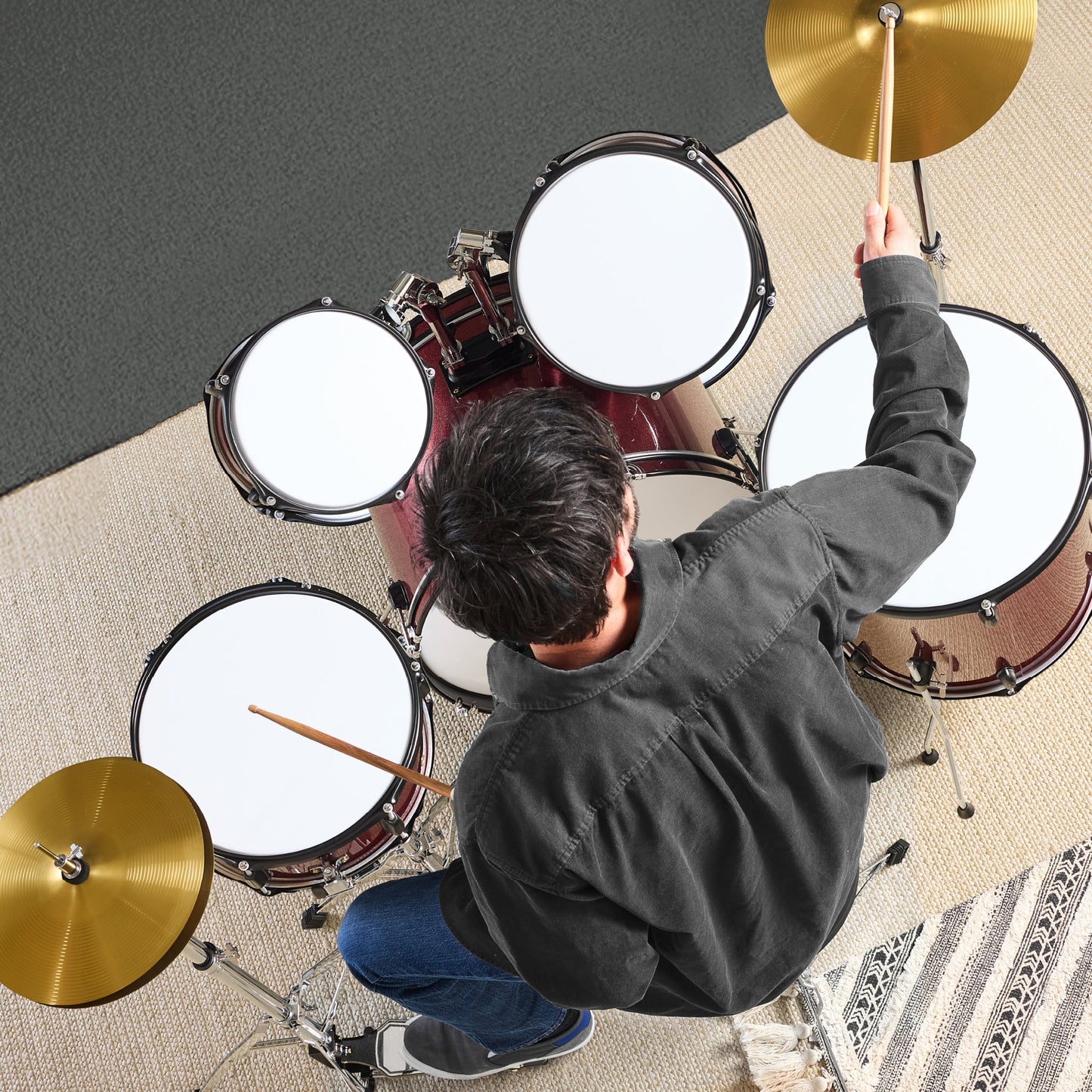 5-Piece Full Size Drum Set For Adults