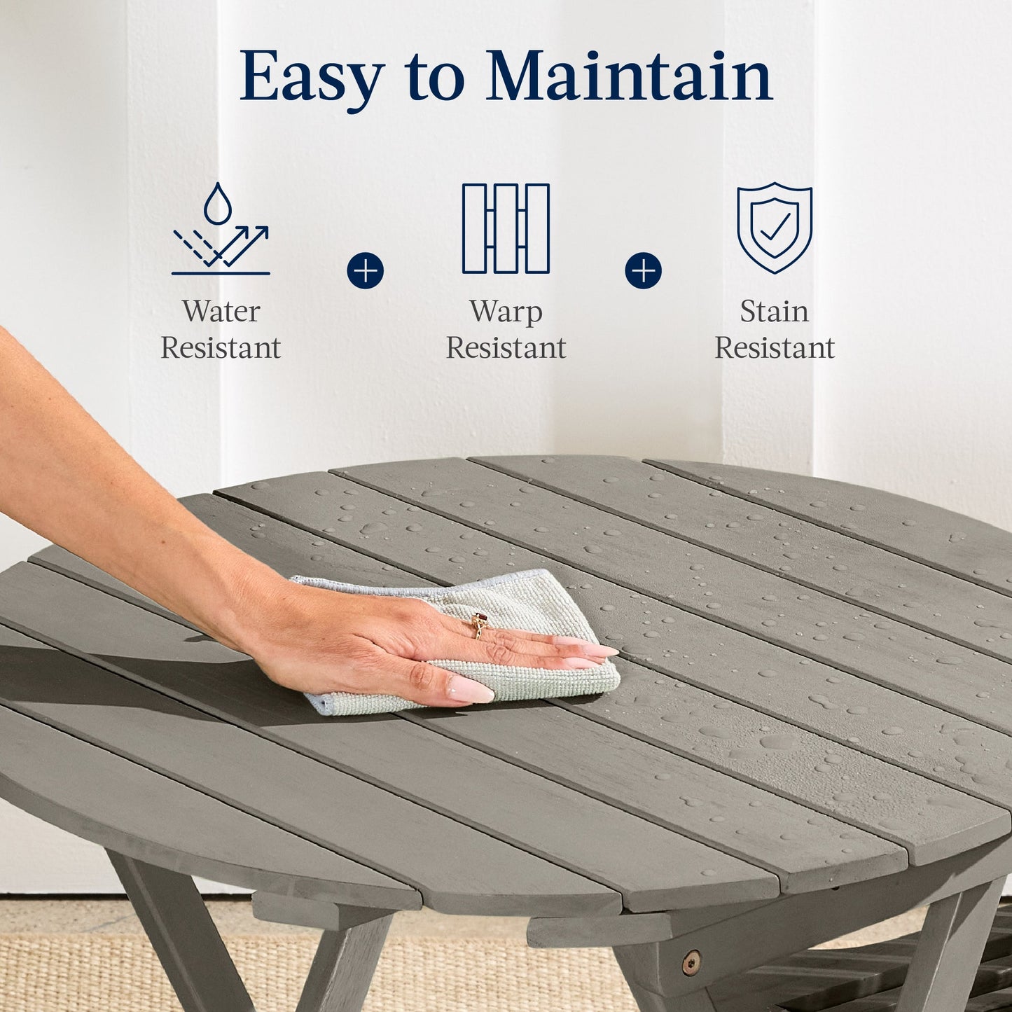 3-Piece Acacia Wood Bistro Set w/ Folding Table, 2 Chairs