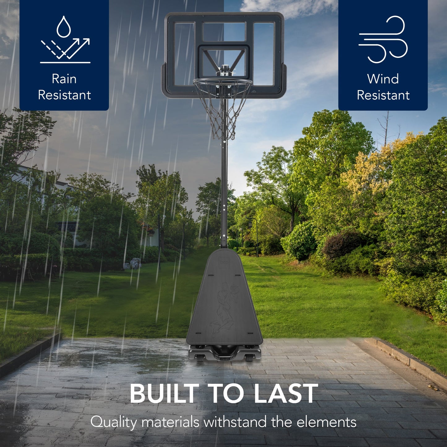 Adjustable 4.4-10ft Basketball Hoop, w/ Shatterproof Backboard,  Ball Return