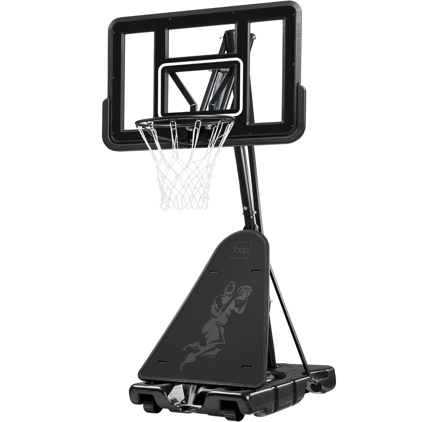 Adjustable 4.4-10ft Basketball Hoop, w/ Shatterproof Backboard,  Ball Return