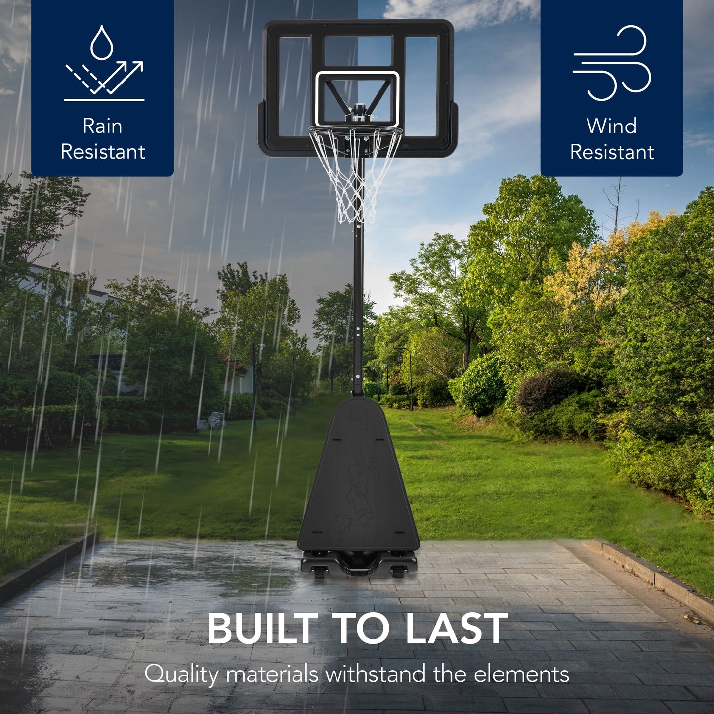 Adjustable 4.4-10ft Basketball Hoop, w/ Shatterproof Backboard,  Ball Return