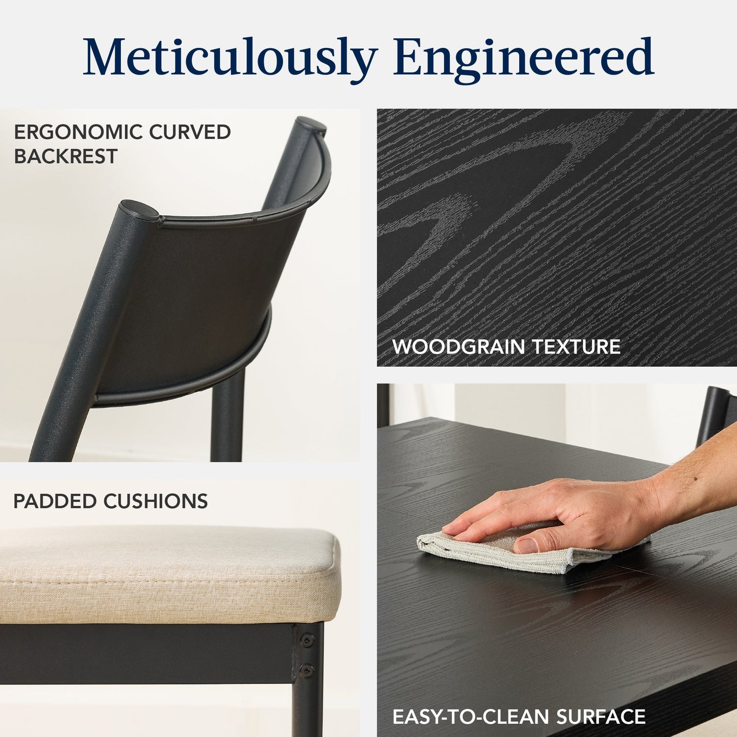 7-Piece Modern Dining Set, Kitchen Table w/ 6 Chairs, Metal Frame