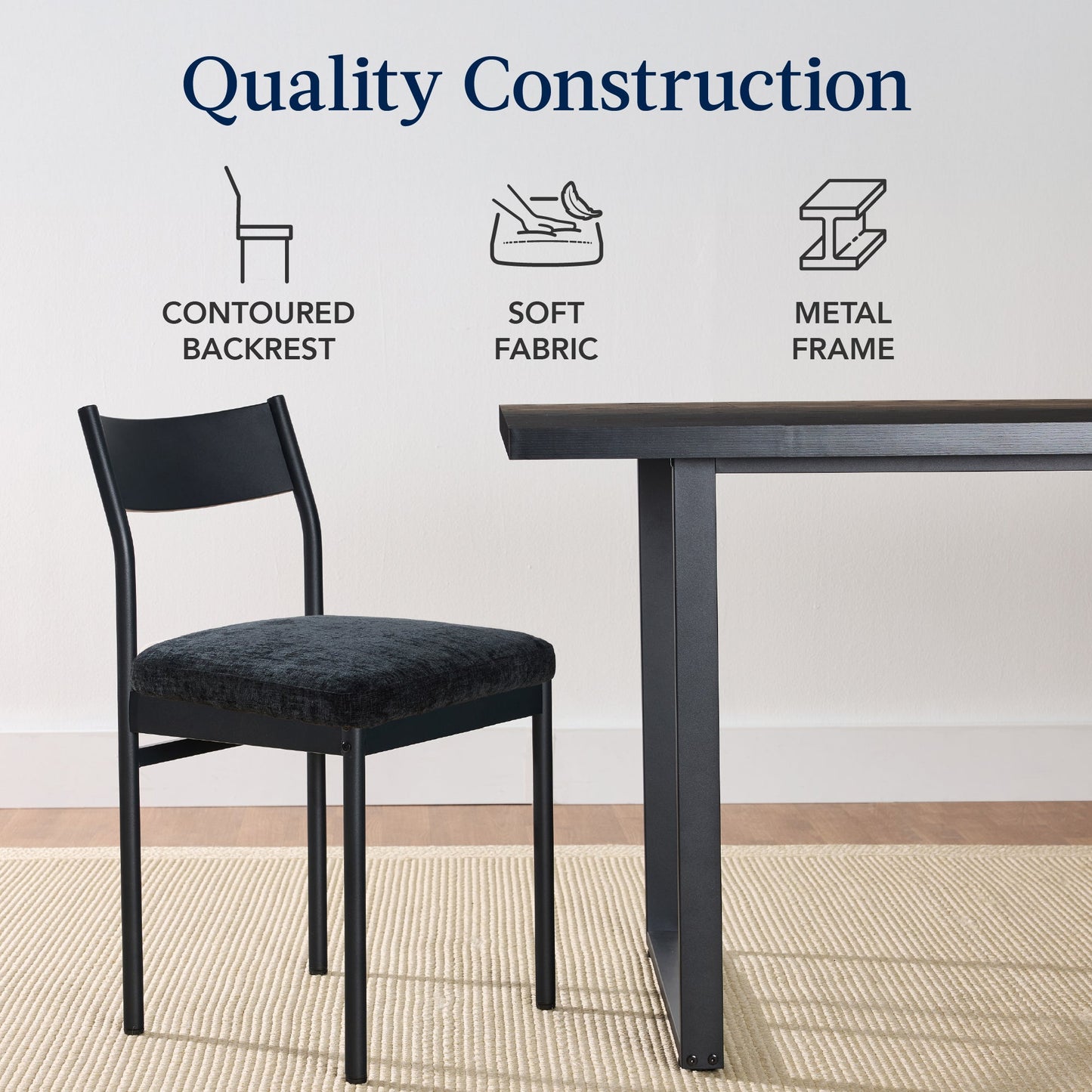 7-Piece Modern Dining Set, Kitchen Table w/ 6 Chairs, Metal Frame