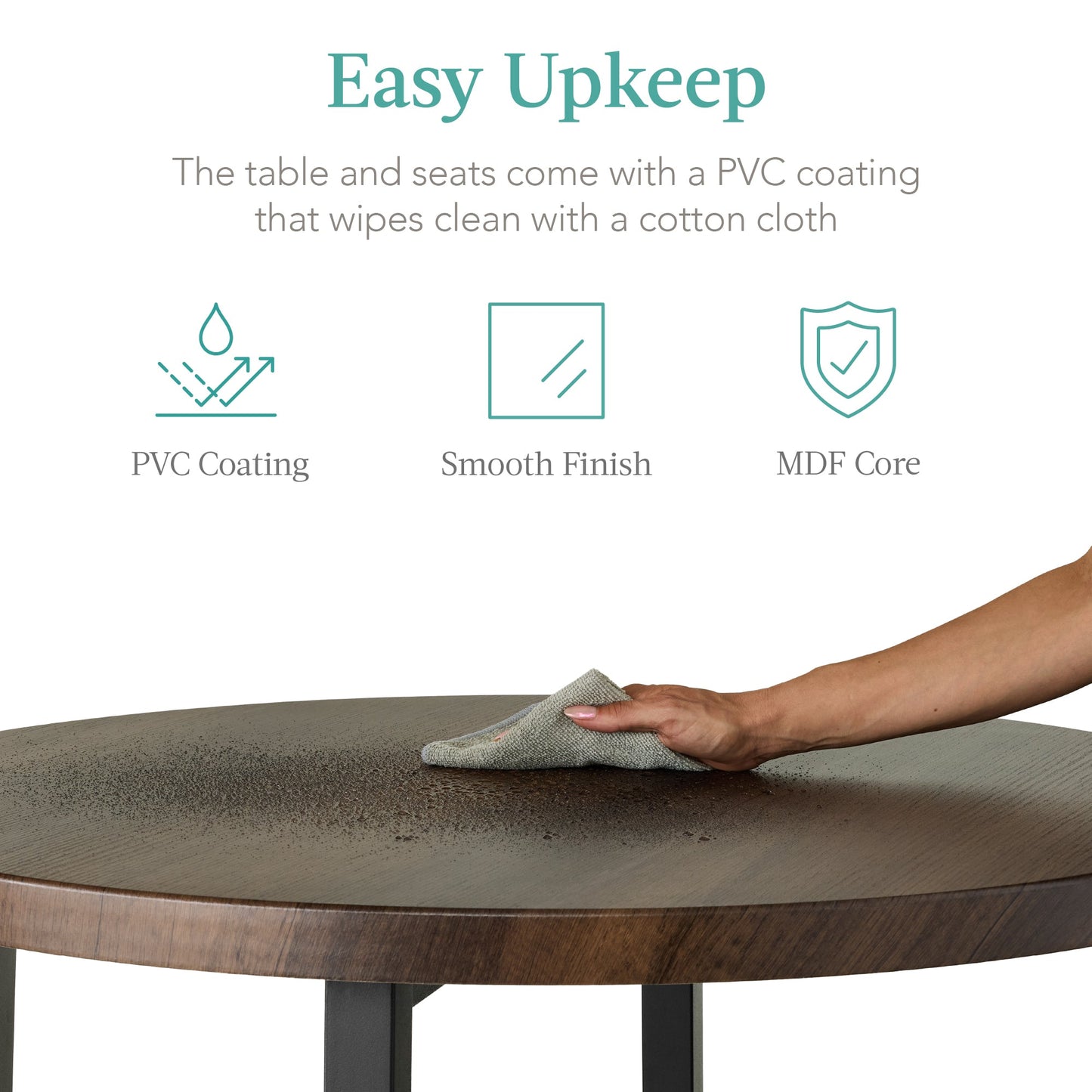 5-Piece Modern Round Counter Height Dining Set w/ 4 Chairs