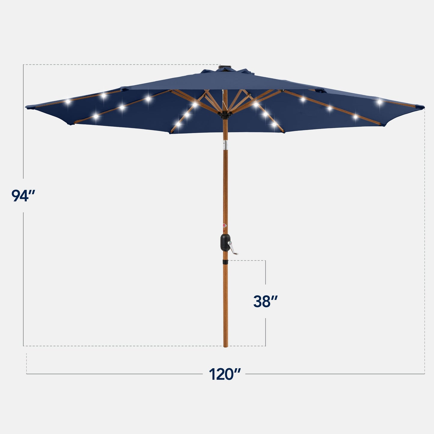 Woodgrain Pattern Solar LED Lighted Patio Umbrella w/ Adjustable Tilt - 10ft