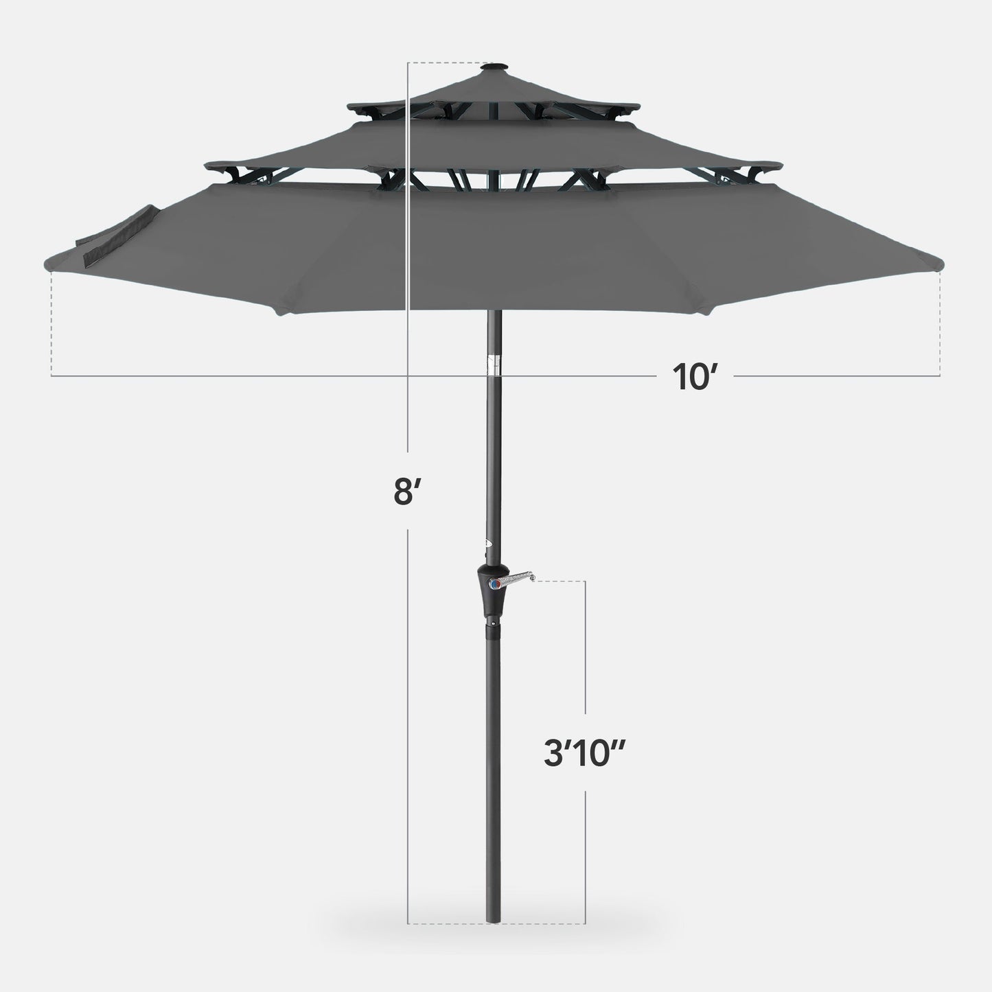 3-Tier Patio Umbrella w/ Tilt Adjustment, Crank - 10ft