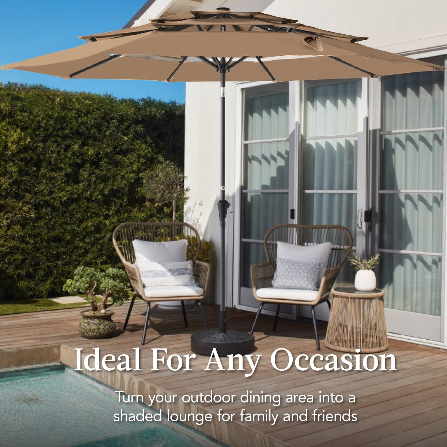 3-Tier Patio Umbrella w/ Tilt Adjustment, Crank - 10ft