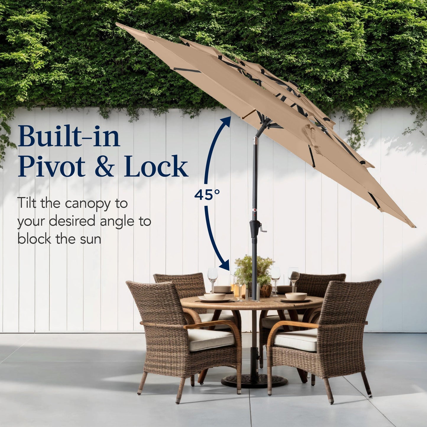 3-Tier Patio Umbrella w/ Tilt Adjustment, Crank - 10ft