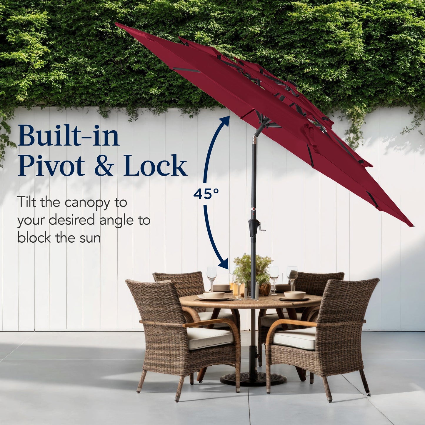 3-Tier Patio Umbrella w/ Tilt Adjustment, Crank - 10ft