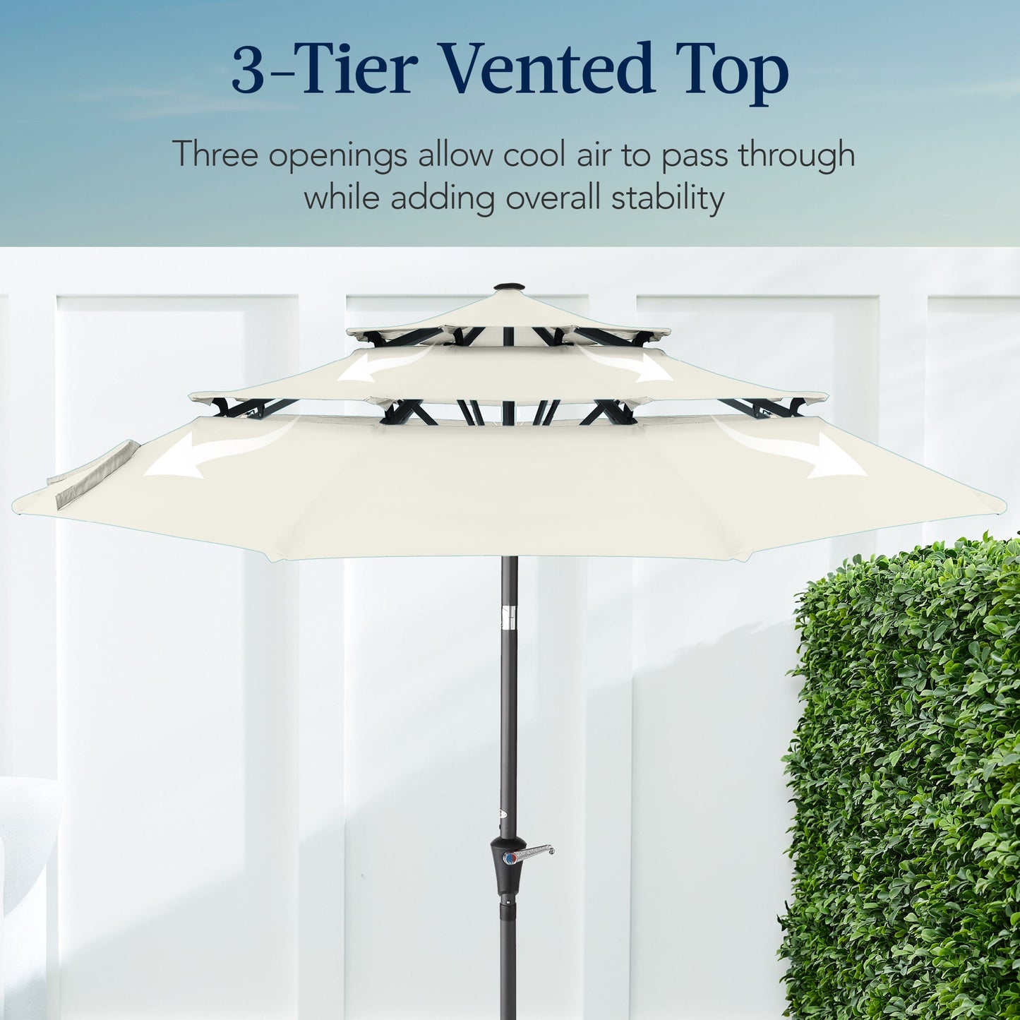 3-Tier Patio Umbrella w/ Tilt Adjustment, Crank - 10ft