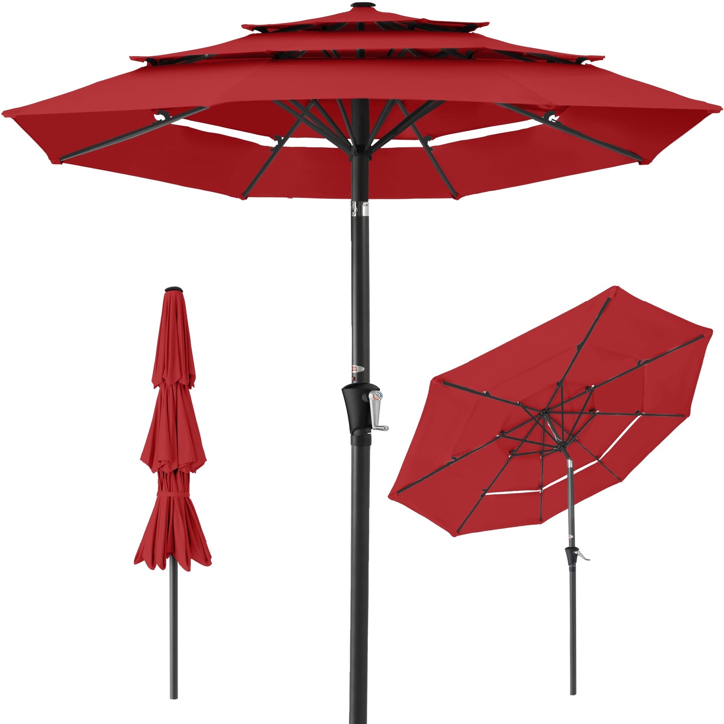 3-Tier Patio Umbrella w/ Tilt Adjustment, Crank - 10ft