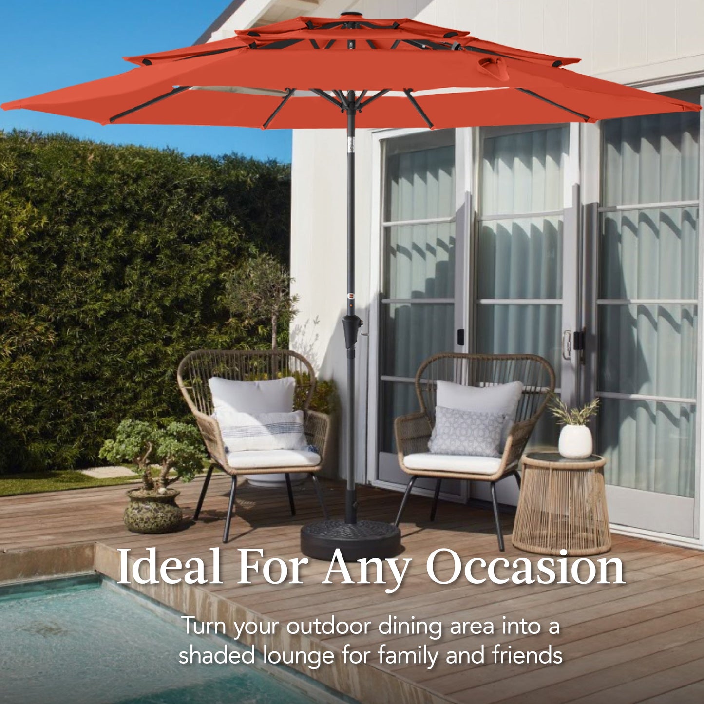 3-Tier Patio Umbrella w/ Tilt Adjustment, Crank - 10ft
