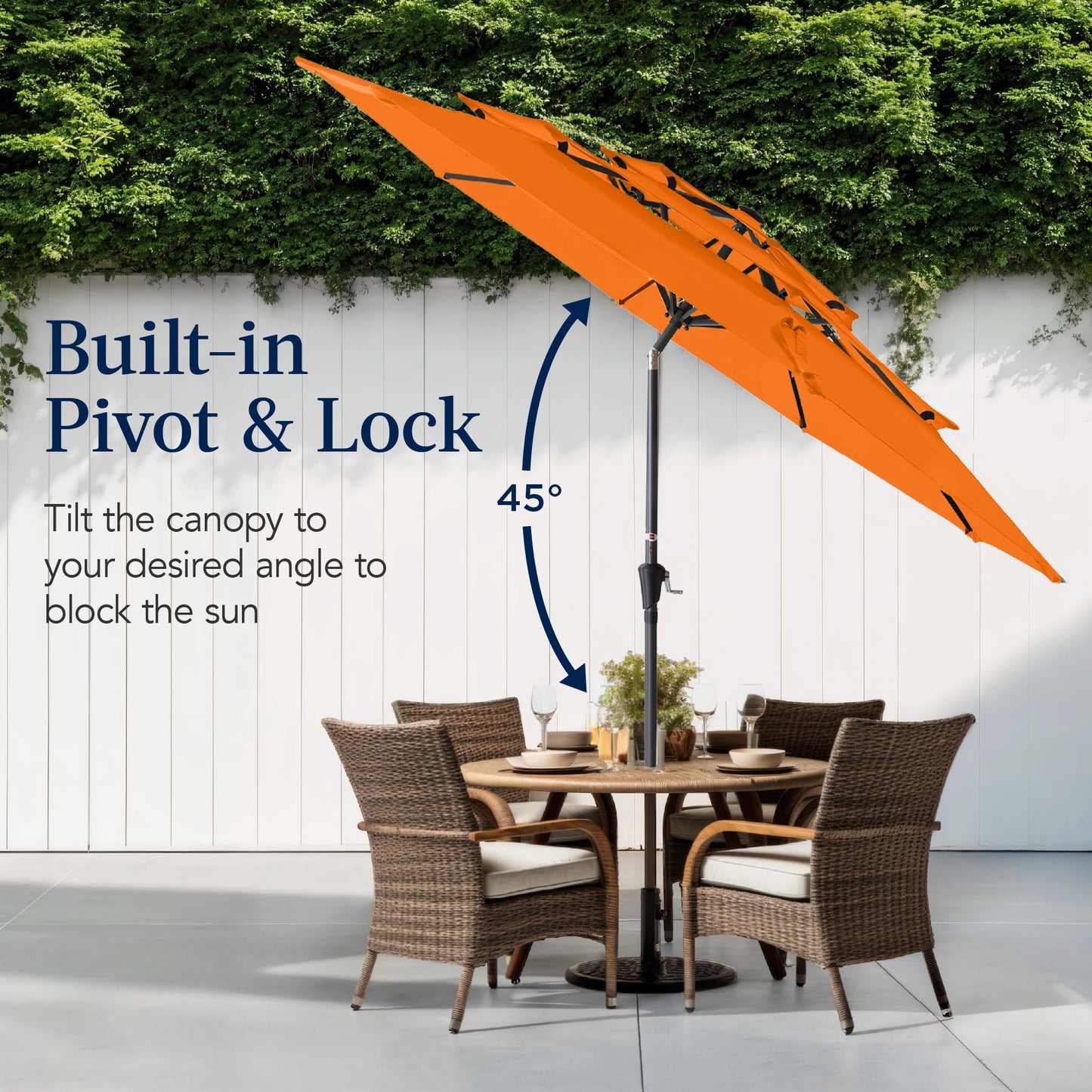3-Tier Patio Umbrella w/ Tilt Adjustment, Crank - 10ft
