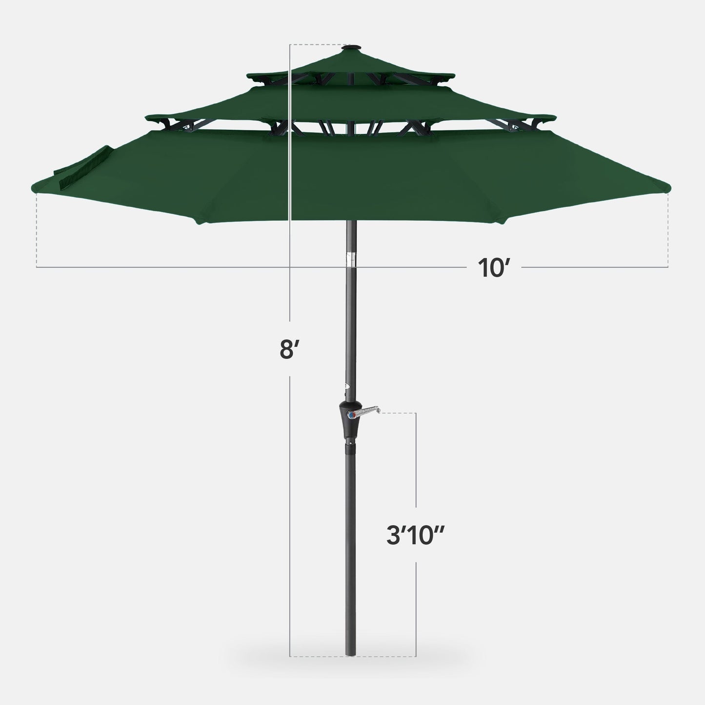 3-Tier Patio Umbrella w/ Tilt Adjustment, Crank - 10ft