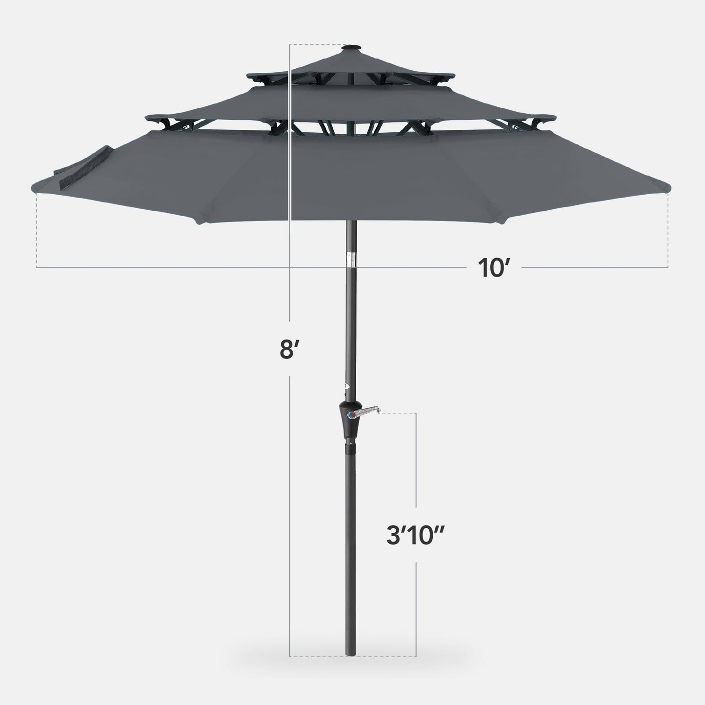 3-Tier Patio Umbrella w/ Tilt Adjustment, Crank - 10ft