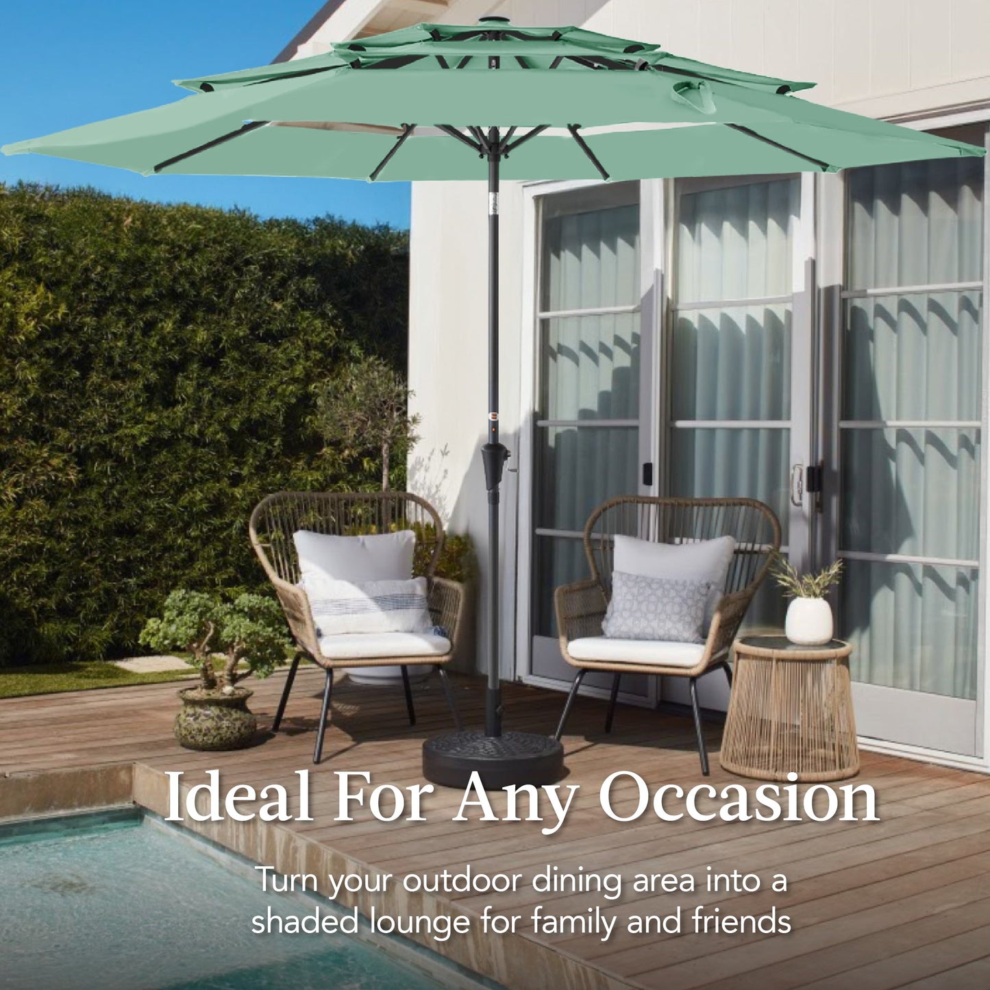 3-Tier Patio Umbrella w/ Tilt Adjustment, Crank - 10ft