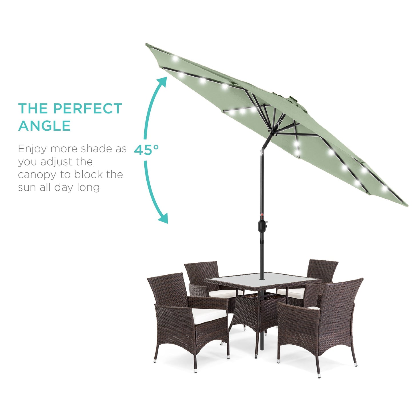 Solar LED Lighted Patio Umbrella w/ Tilt Adjustment, UV-Resistant - 10ft