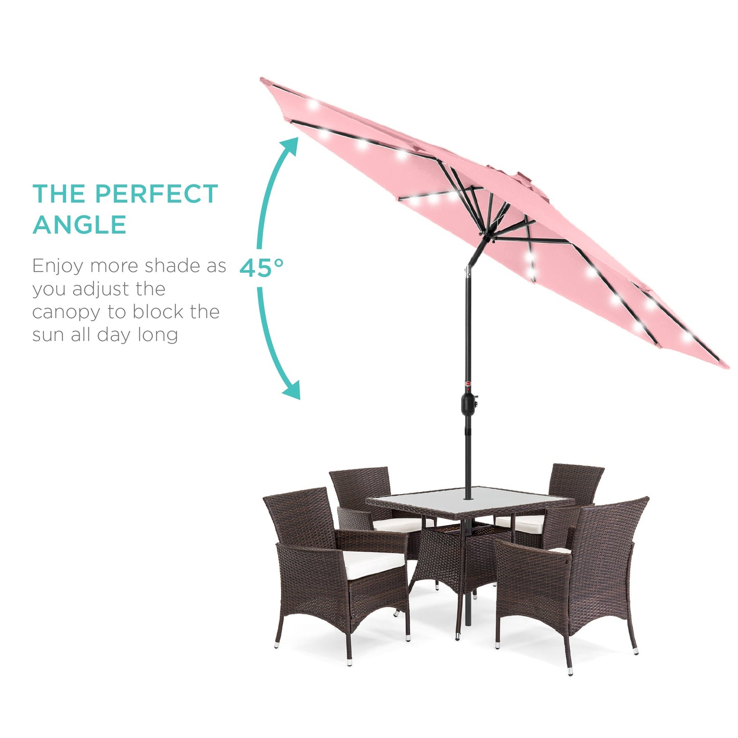 Solar LED Lighted Patio Umbrella w/ Tilt Adjustment, UV-Resistant - 10ft