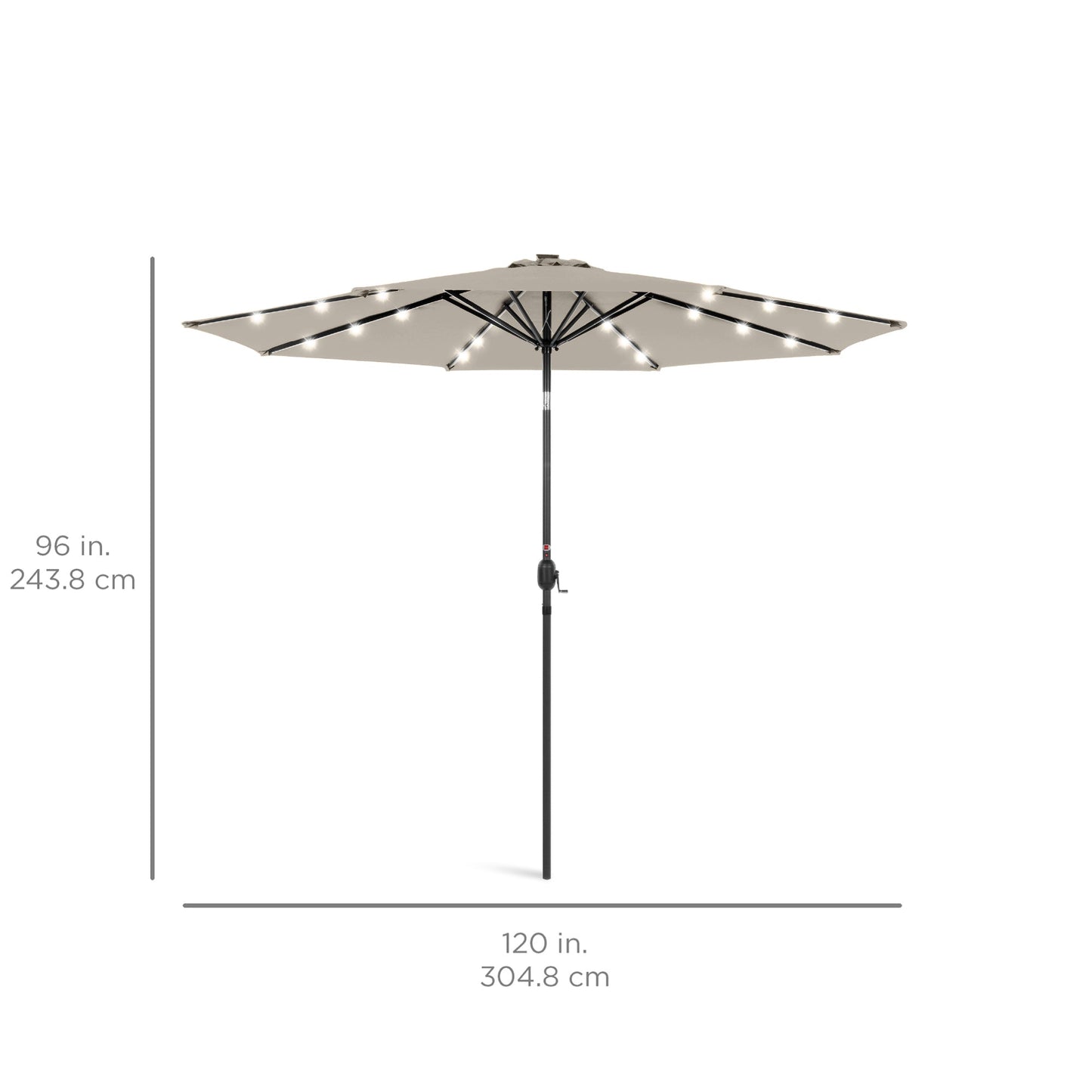 Solar LED Lighted Patio Umbrella w/ Tilt Adjustment, UV-Resistant - 10ft